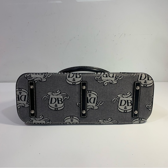 Dooney & Bourke Grey Donegal Crest Domed Satchel Black Leather Double Handles - Picture 14 of 16